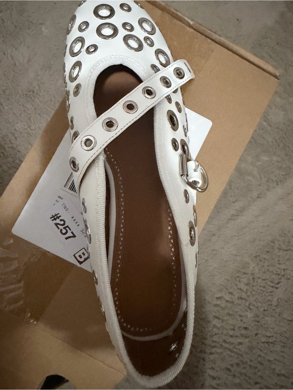 White Grommet Mary Jane Flats - Women